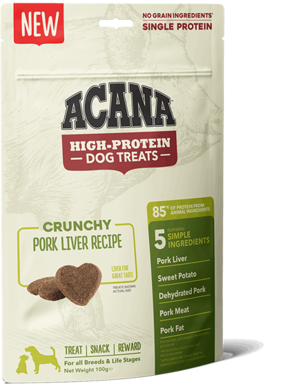 Acana Dog High-Protein Λιχουδιές και σνακς ACANA με υψηλή πρωτεΐνη χωρίς σιτηρά για όλους τους σκύλους.